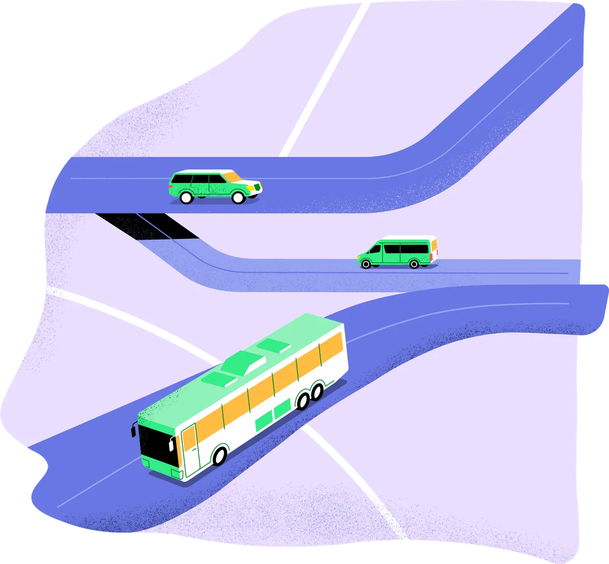Illustration of Swoop shuttles on a route map