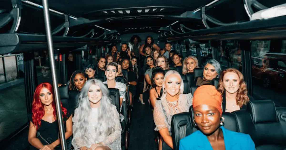 Group event of women on charter bus