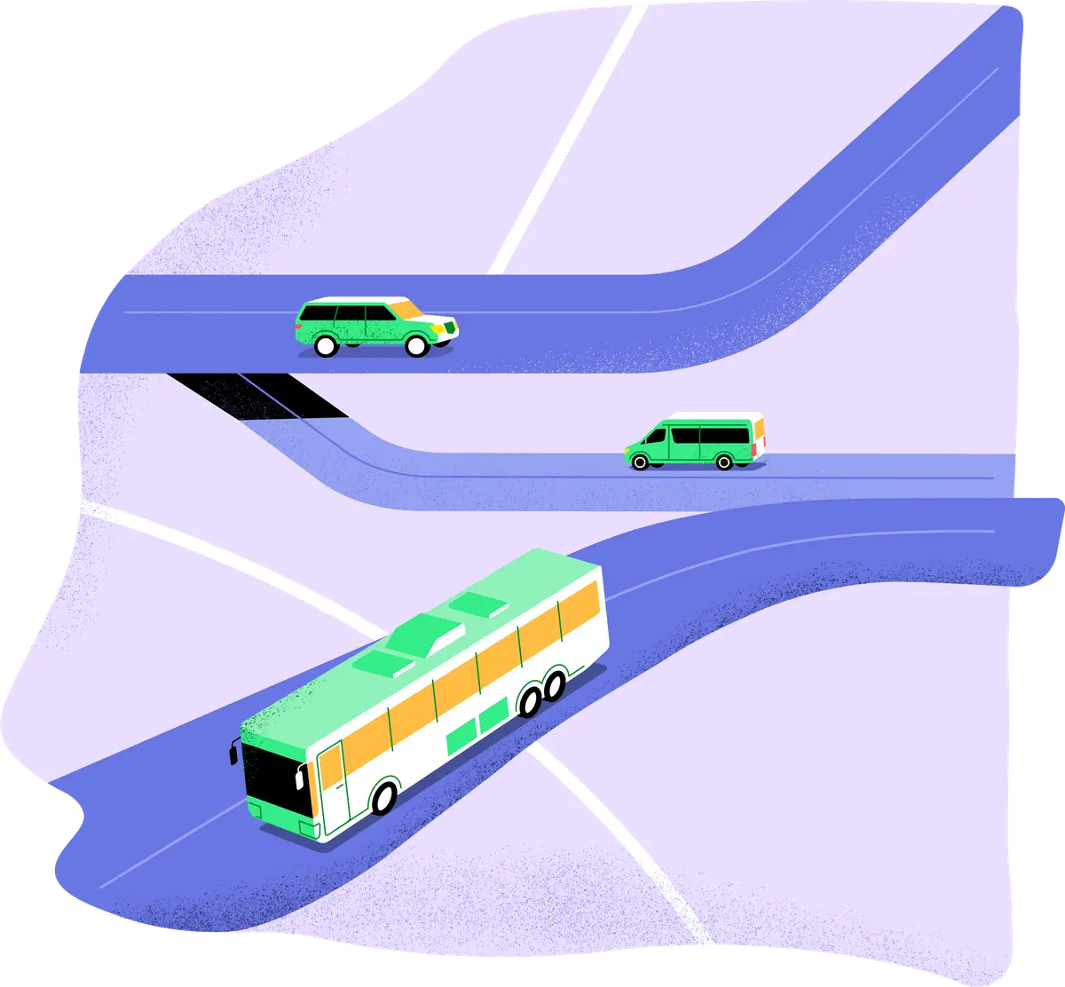 Illustration of Swoop shuttles on a route map