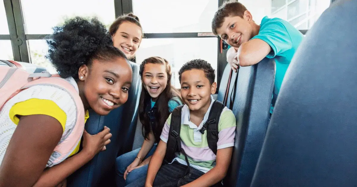 Group of students on bus