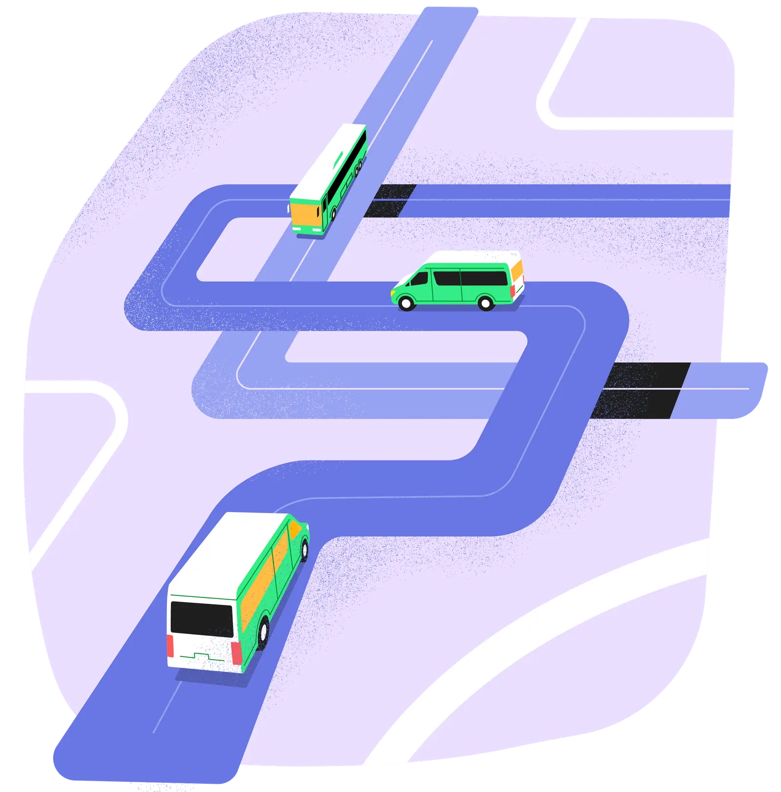 Illustration of Swoop shuttles on a route map