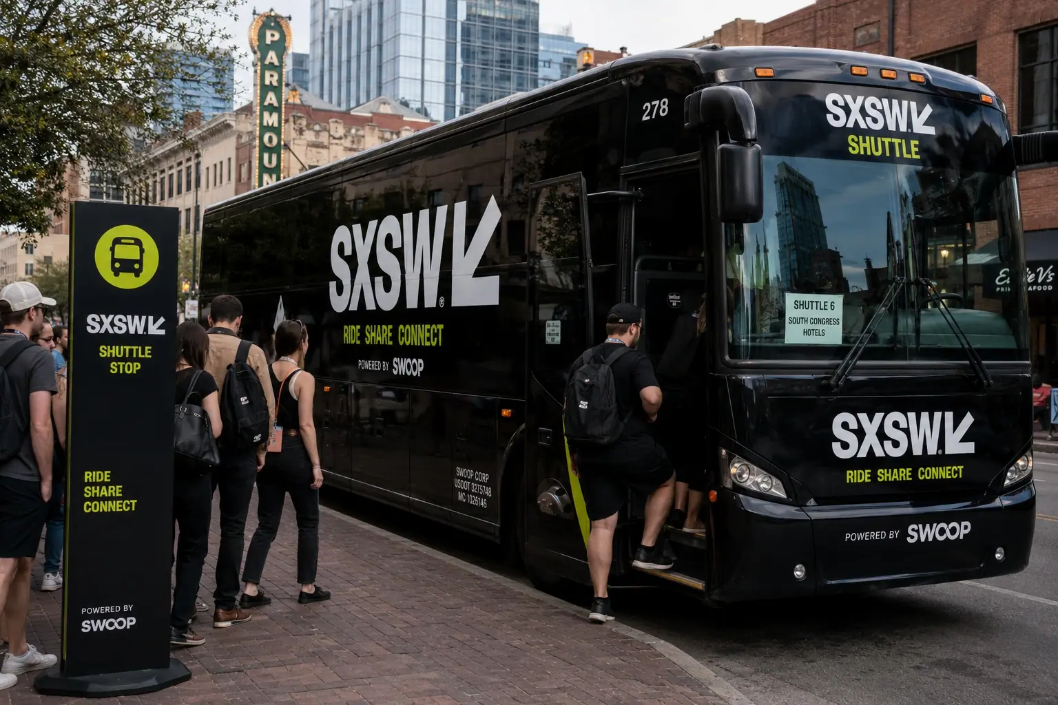 SXSW airport arrivals, coordinated by Swoop at Austin-Bergstrom International Airport.