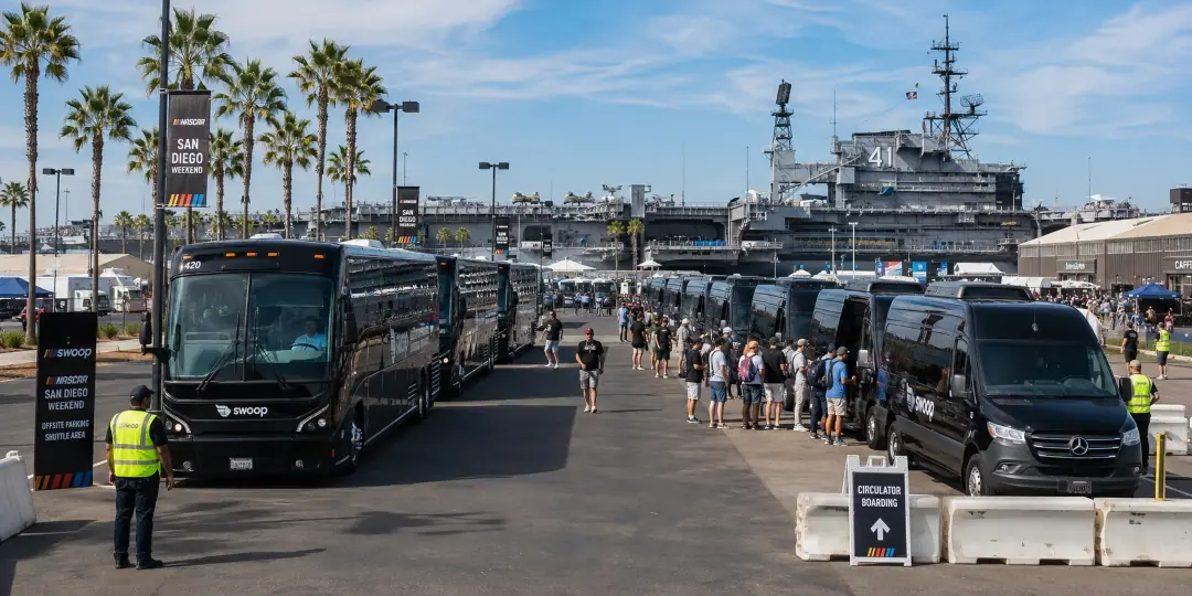 A coordinated fleet moved thousands of guests and staff daily with no service gaps.