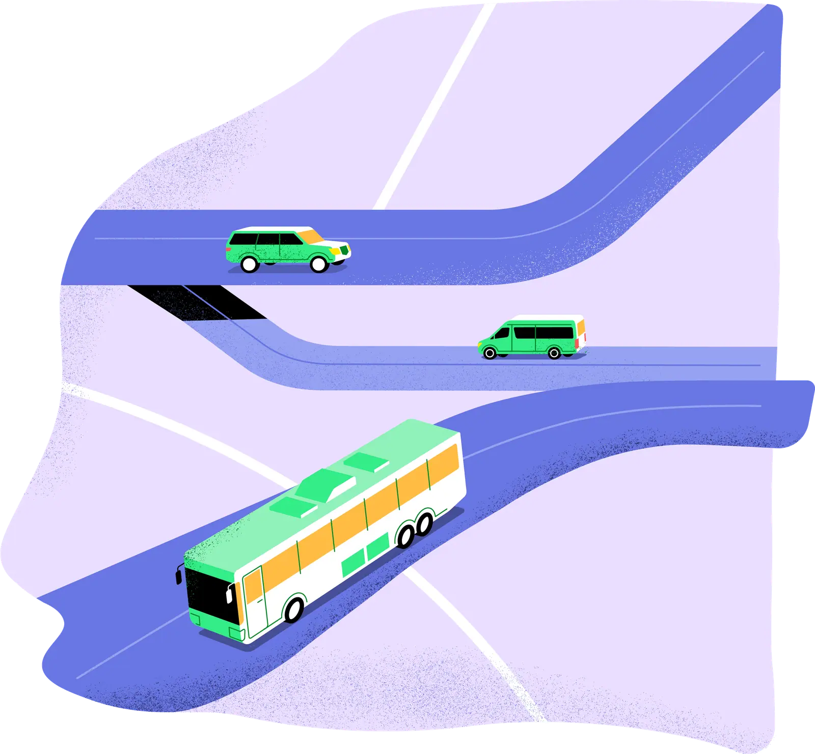 Illustration of Swoop shuttles on a route map